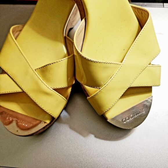 Jimmy Choo Yellow Boho Wedge Sandals - Picture 3 of 5